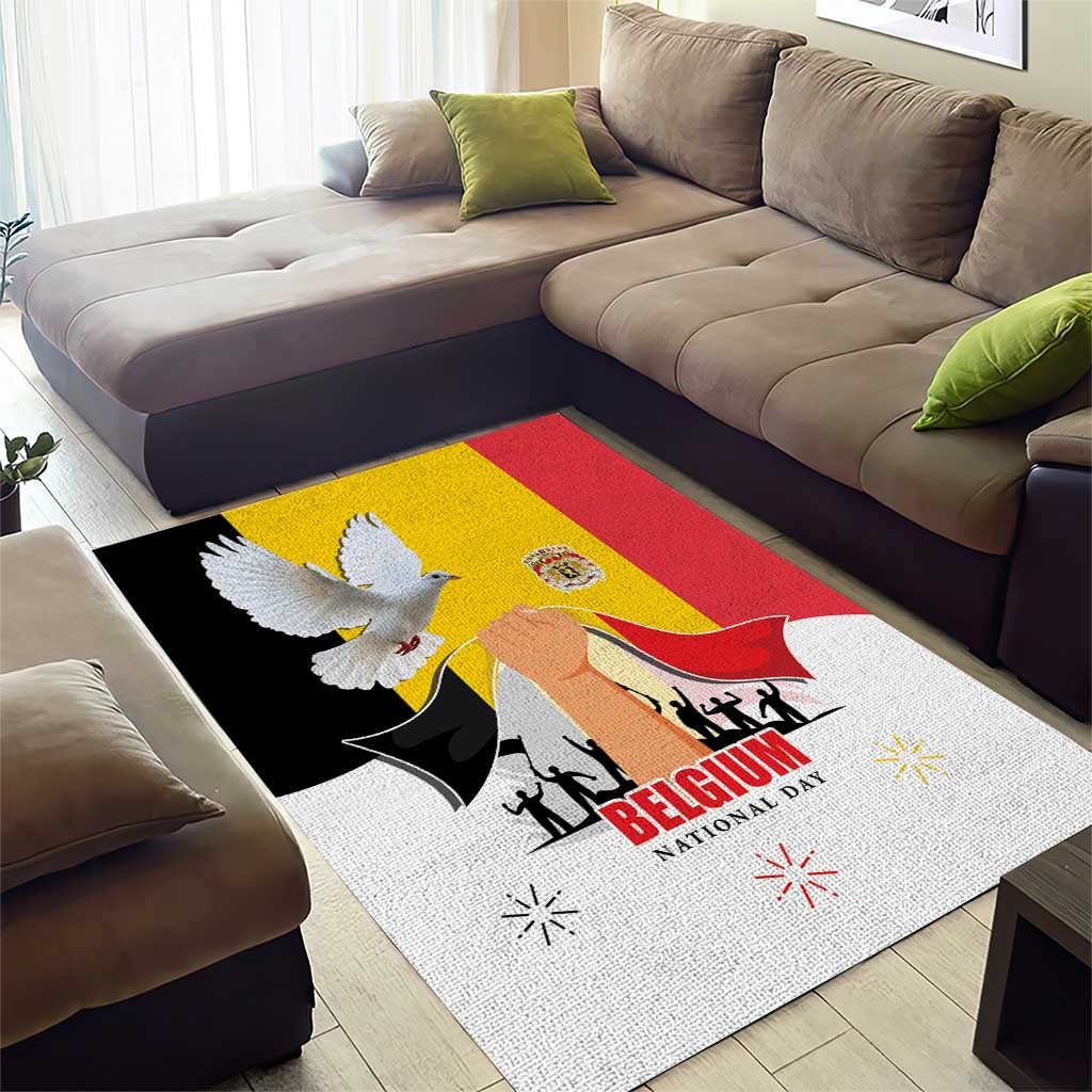 Belgian National Day Area Rug 21th July Flag with Dove