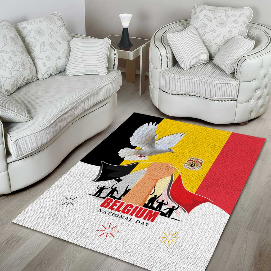 Belgian National Day Area Rug 21th July Flag with Dove