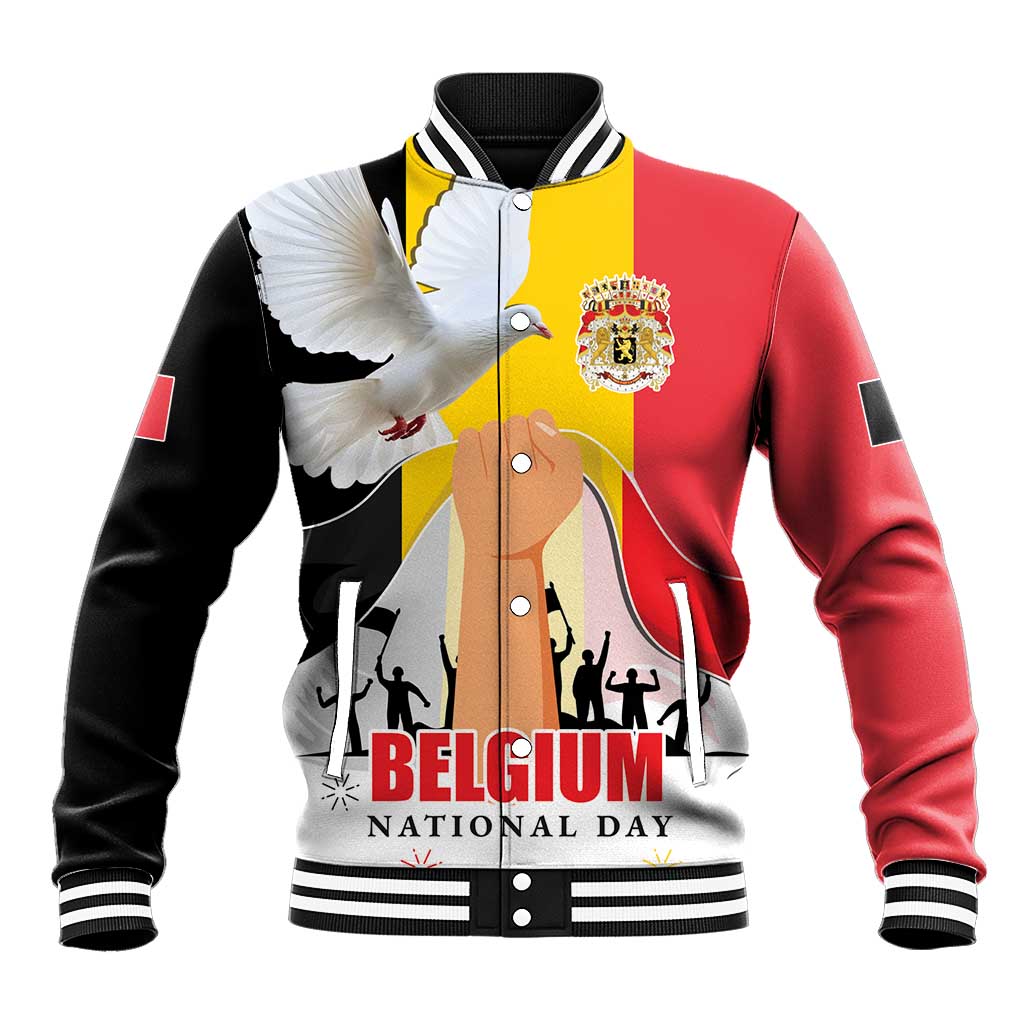 Belgian National Day Baseball Jacket 21th July Flag with Dove