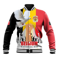 Belgian National Day Baseball Jacket 21th July Flag with Dove