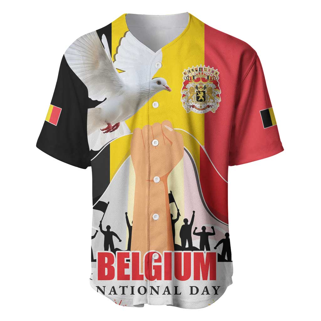 Belgian National Day Baseball Jersey 21th July Flag with Dove