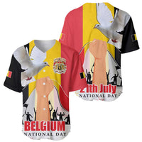 Belgian National Day Baseball Jersey 21th July Flag with Dove