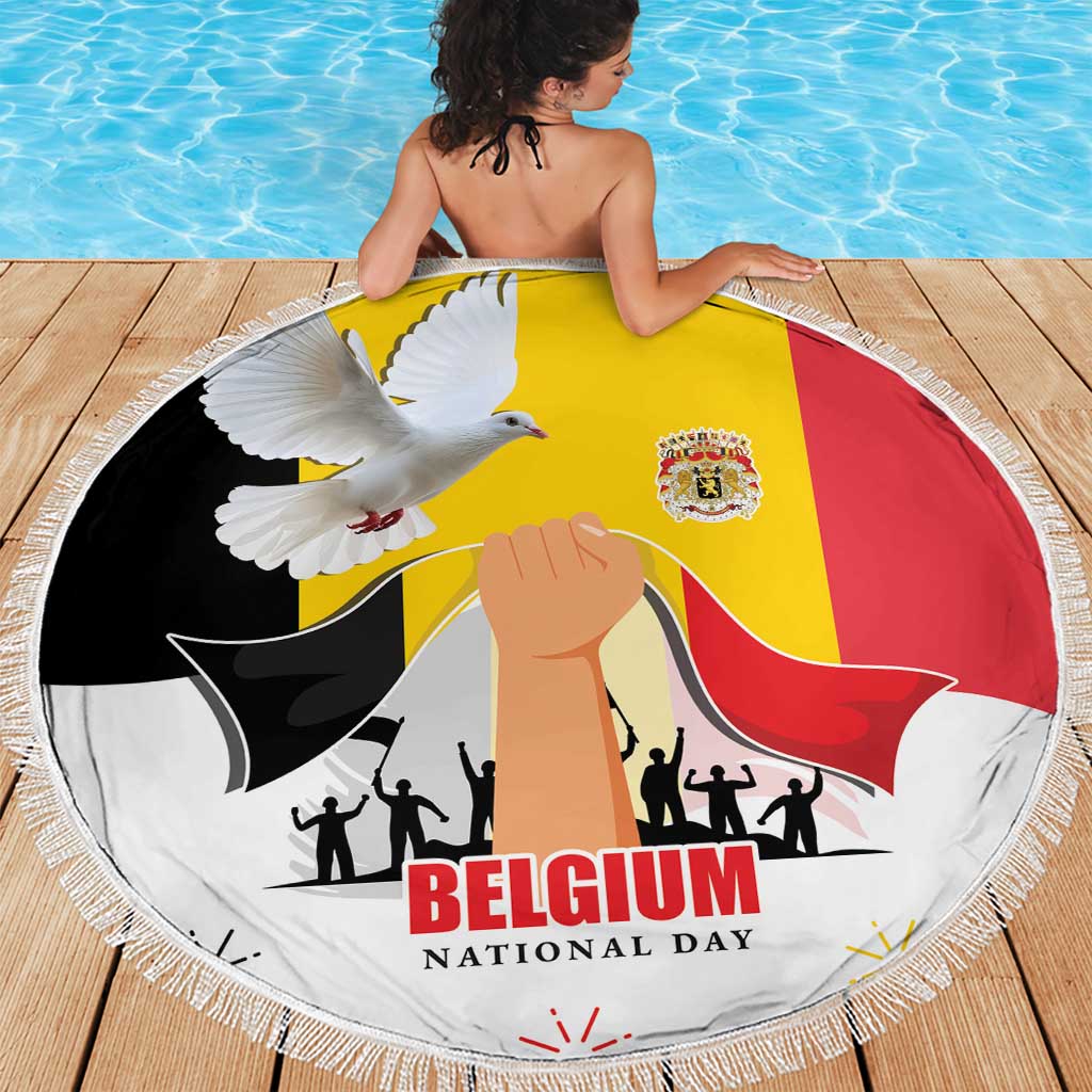Belgian National Day Beach Blanket 21th July Flag with Dove