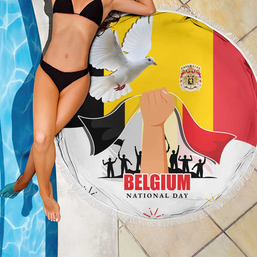 Belgian National Day Beach Blanket 21th July Flag with Dove