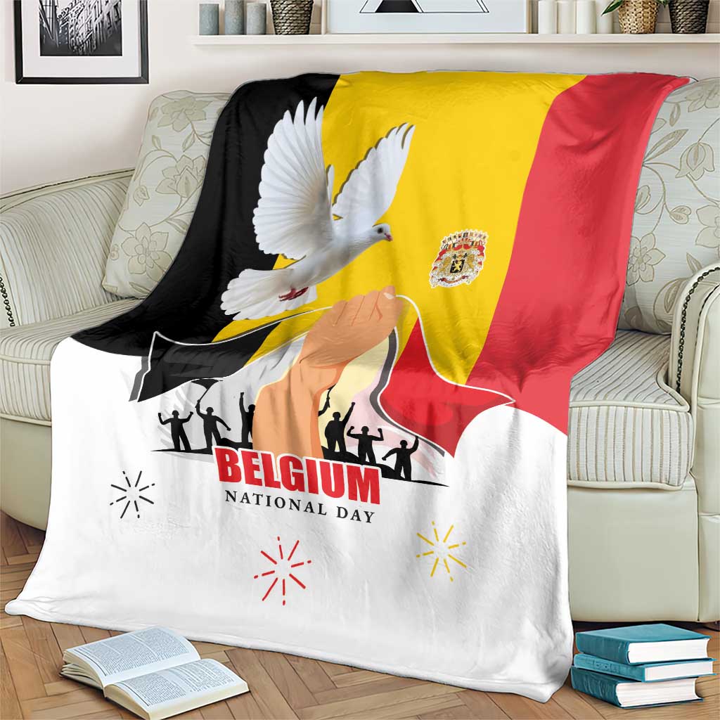 Belgian National Day Blanket 21th July Flag with Dove