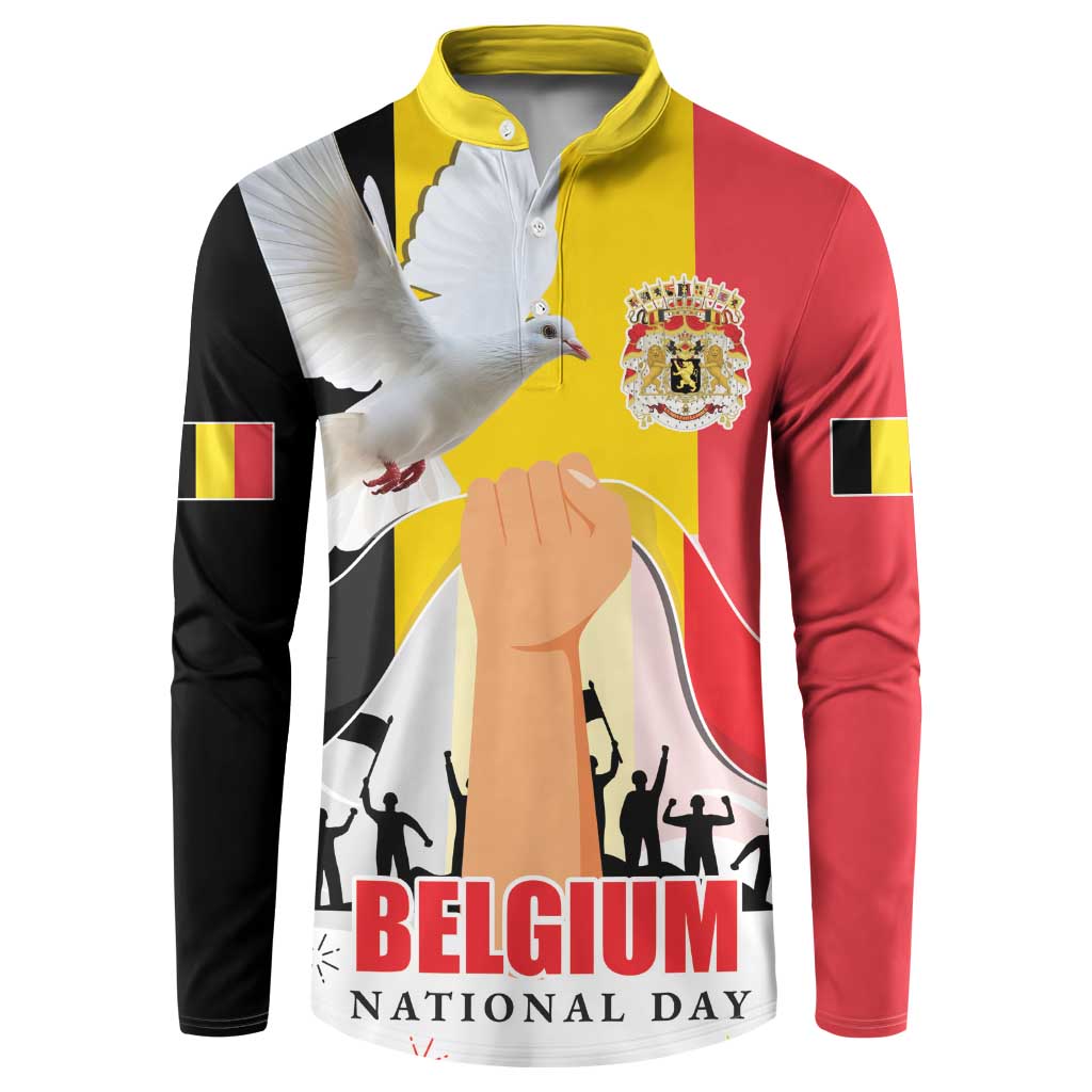 Belgian National Day Button Sweatshirt 21th July Flag with Dove