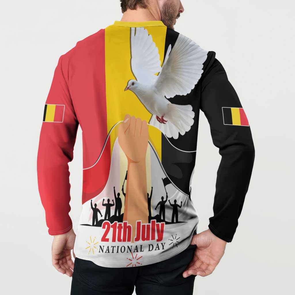 Belgian National Day Button Sweatshirt 21th July Flag with Dove