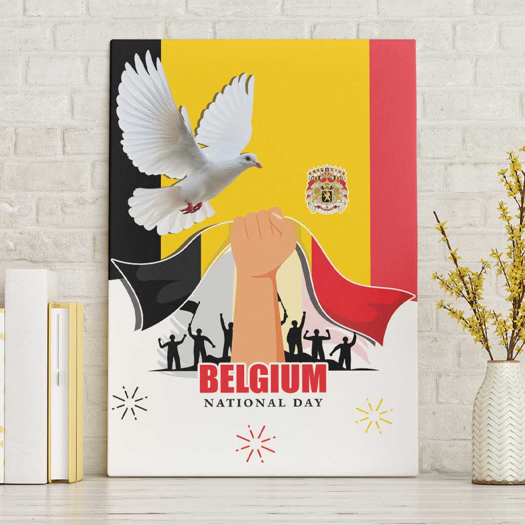 Belgian National Day Canvas Wall Art 21th July Flag with Dove