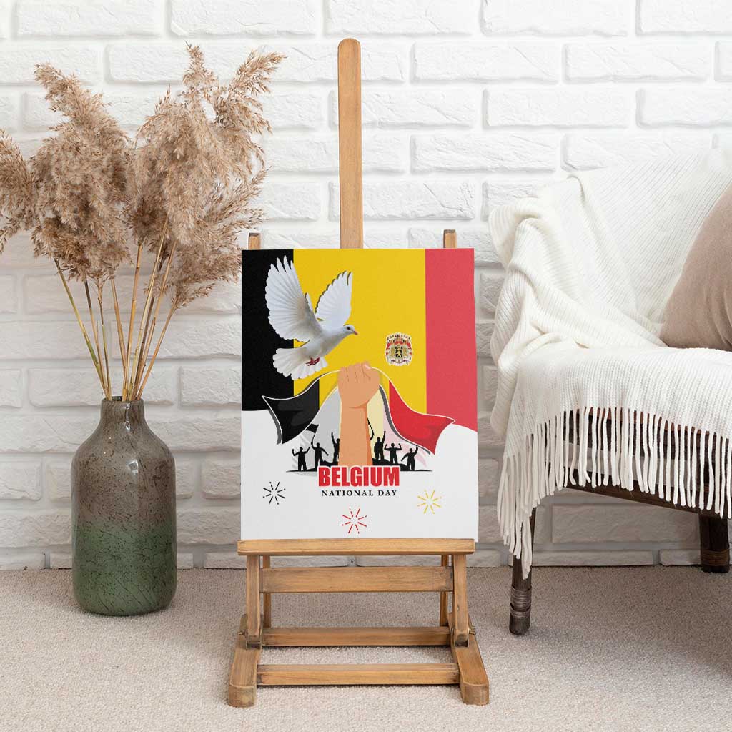 Belgian National Day Canvas Wall Art 21th July Flag with Dove