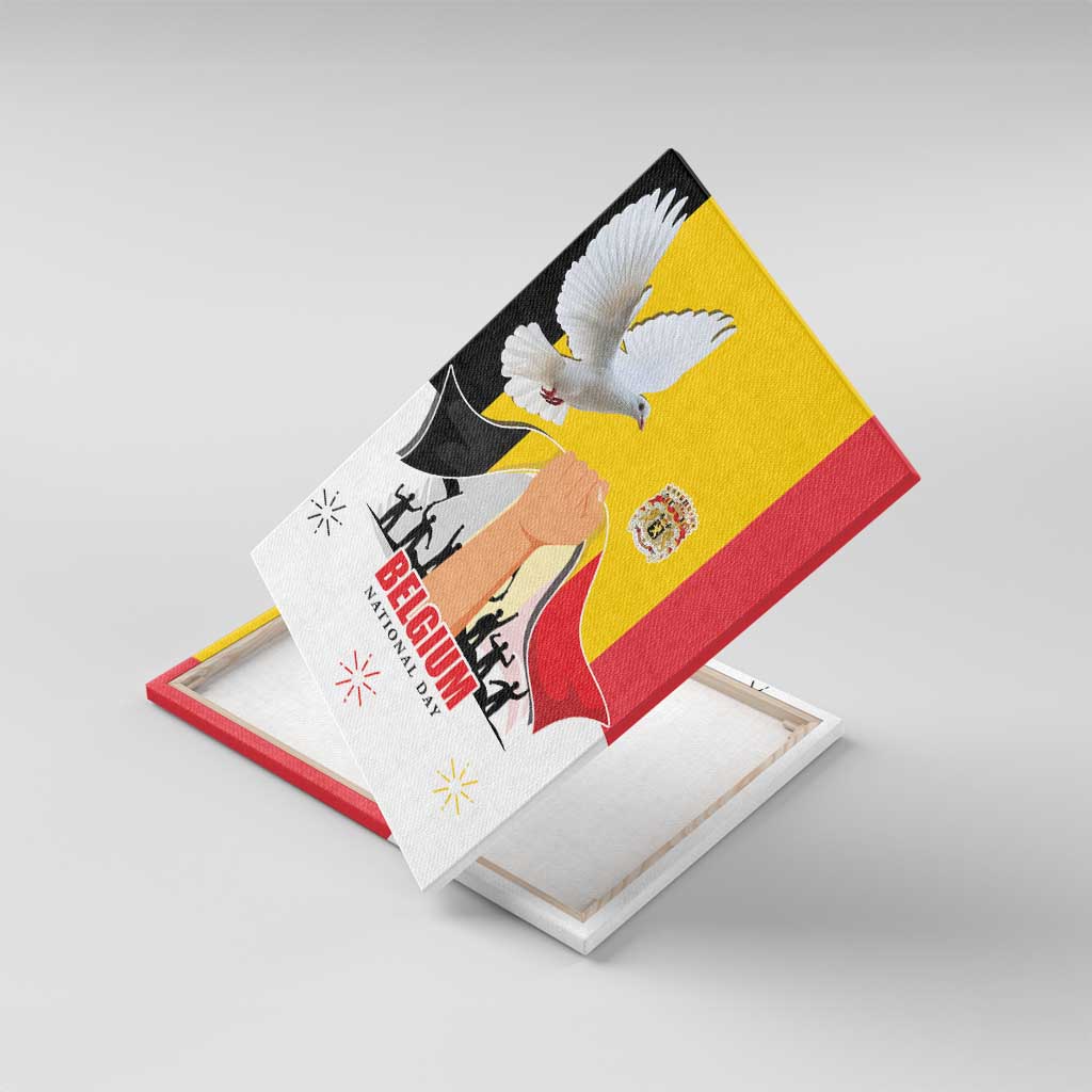 Belgian National Day Canvas Wall Art 21th July Flag with Dove