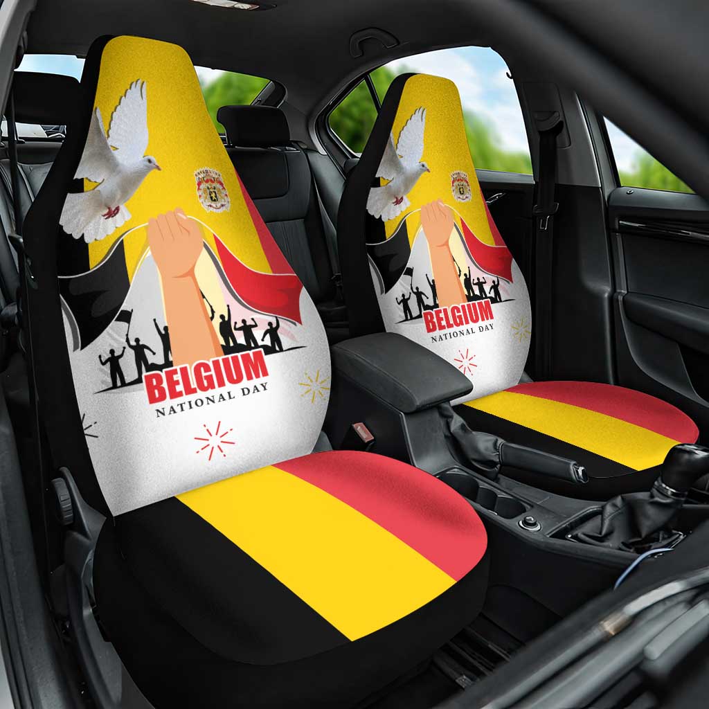 Belgian National Day Car Seat Cover 21th July Flag with Dove