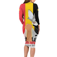 Belgian National Day Family Matching Long Sleeve Bodycon Dress and Hawaiian Shirt 21th July Flag with Dove