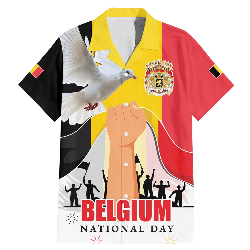 Belgian National Day Family Matching Mermaid Dress and Hawaiian Shirt 21th July Flag with Dove