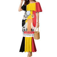 Belgian National Day Family Matching Mermaid Dress and Hawaiian Shirt 21th July Flag with Dove