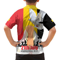 Belgian National Day Family Matching Off The Shoulder Long Sleeve Dress and Hawaiian Shirt 21th July Flag with Dove