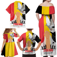 Belgian National Day Family Matching Off Shoulder Maxi Dress and Hawaiian Shirt 21th July Flag with Dove