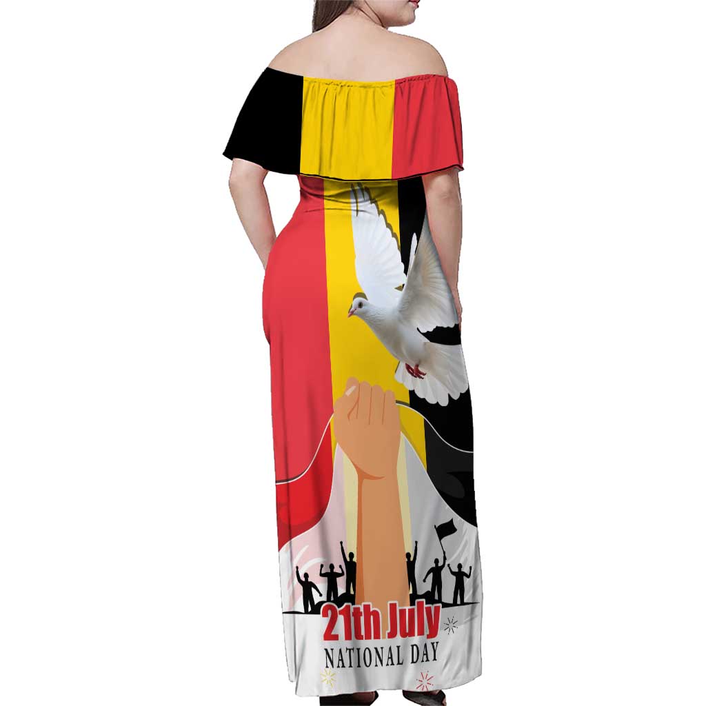 Belgian National Day Family Matching Off Shoulder Maxi Dress and Hawaiian Shirt 21th July Flag with Dove