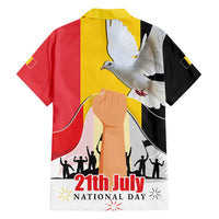 Belgian National Day Family Matching Off Shoulder Short Dress and Hawaiian Shirt 21th July Flag with Dove