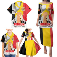 Belgian National Day Family Matching Puletasi and Hawaiian Shirt 21th July Flag with Dove