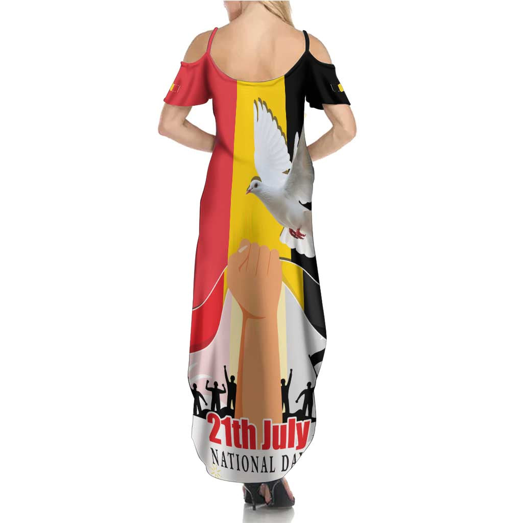 Belgian National Day Family Matching Summer Maxi Dress and Hawaiian Shirt 21th July Flag with Dove