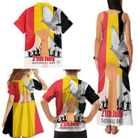 Belgian National Day Family Matching Tank Maxi Dress and Hawaiian Shirt 21th July Flag with Dove