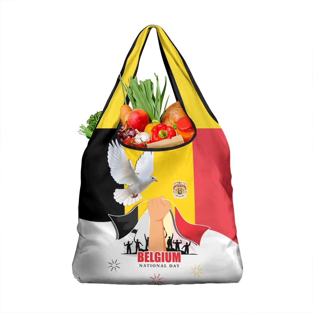 Belgian National Day Grocery Bag 21th July Flag with Dove