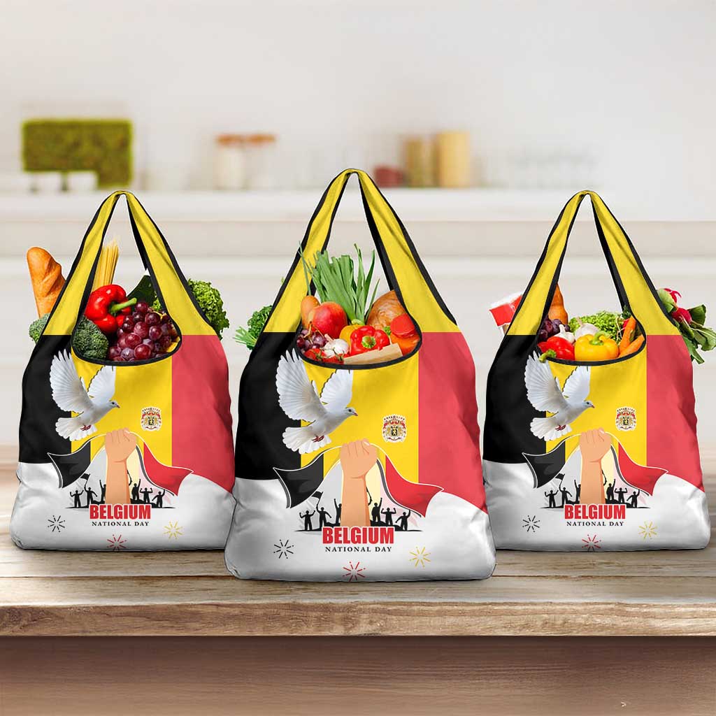 Belgian National Day Grocery Bag 21th July Flag with Dove