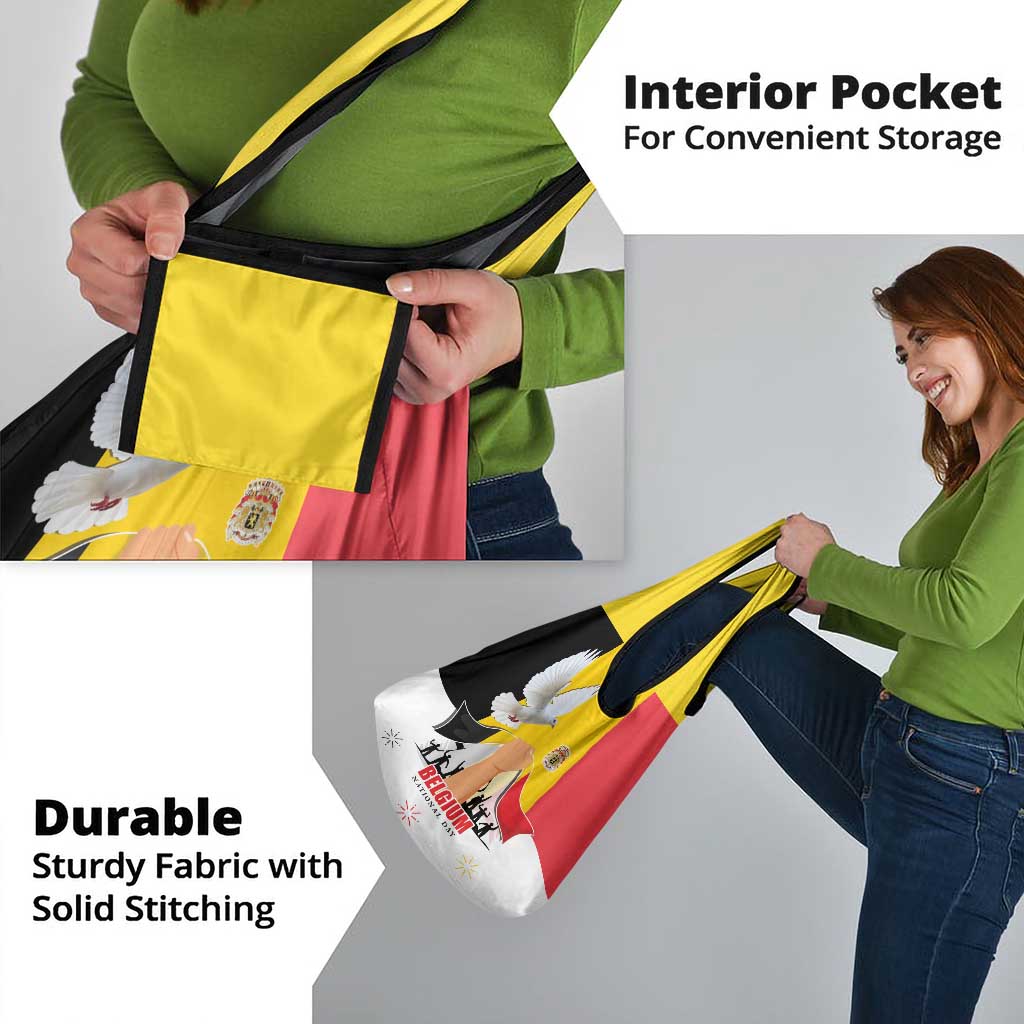 Belgian National Day Grocery Bag 21th July Flag with Dove