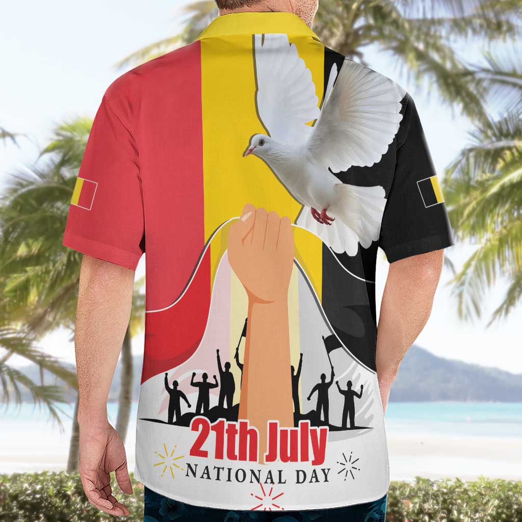 Belgian National Day Hawaiian Shirt 21th July Flag with Dove