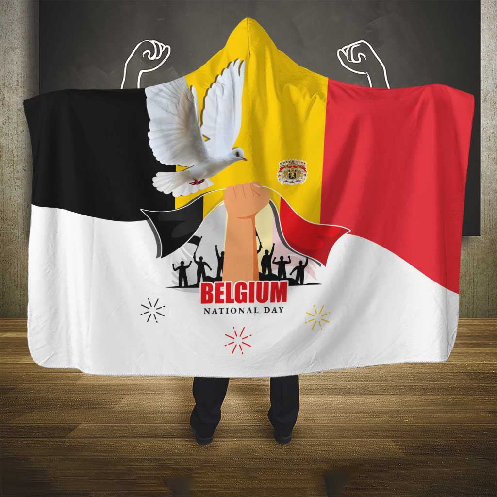 Belgian National Day Hooded Blanket 21th July Flag with Dove