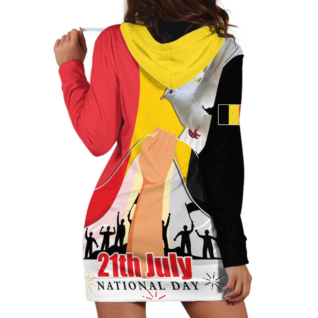 Belgian National Day Hoodie Dress 21th July Flag with Dove