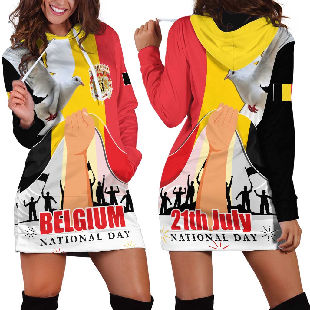 Belgian National Day Hoodie Dress 21th July Flag with Dove