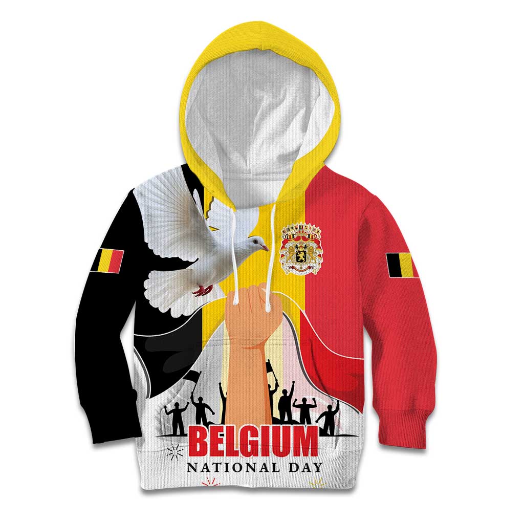 Belgian National Day Kid Hoodie 21th July Flag with Dove