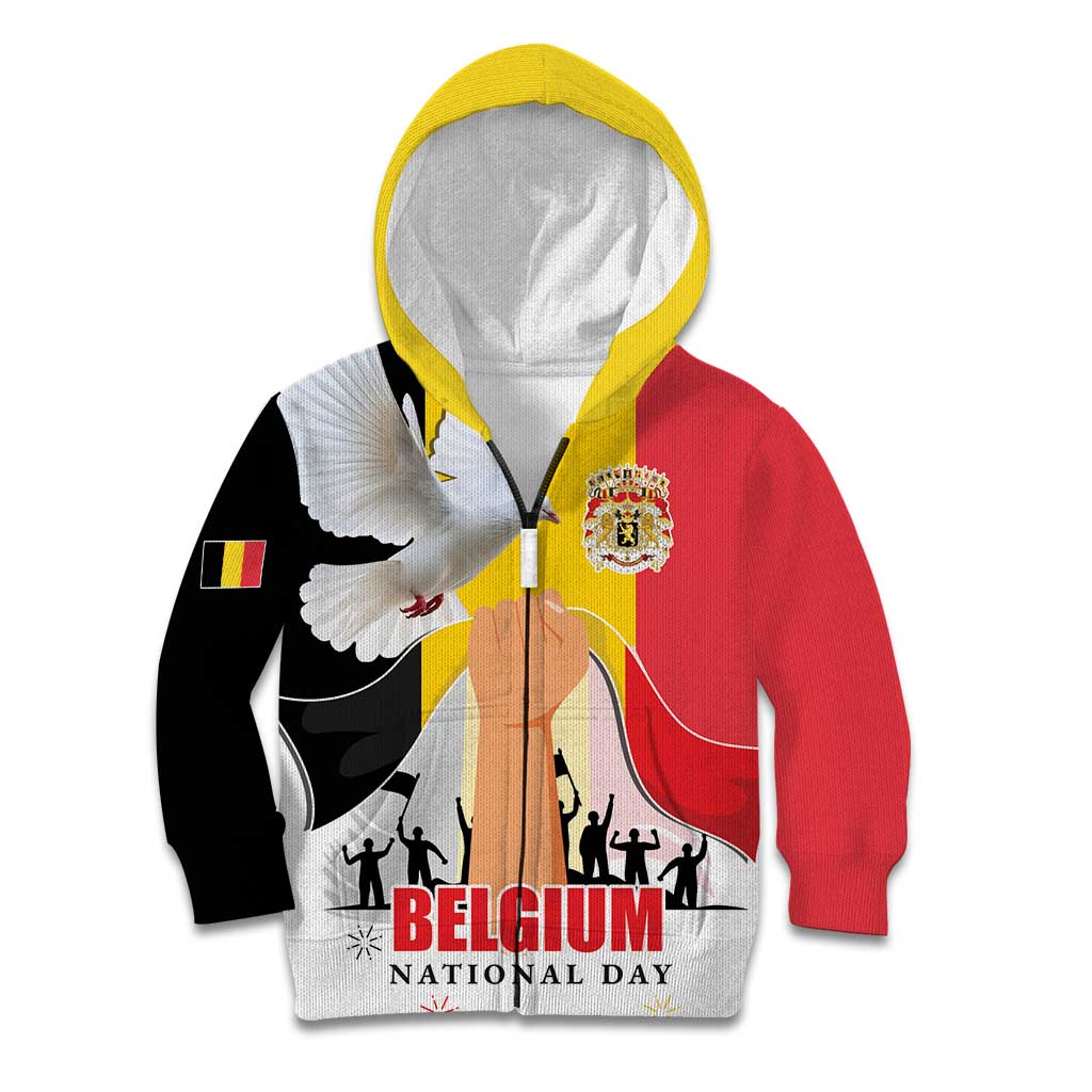 Belgian National Day Kid Hoodie 21th July Flag with Dove