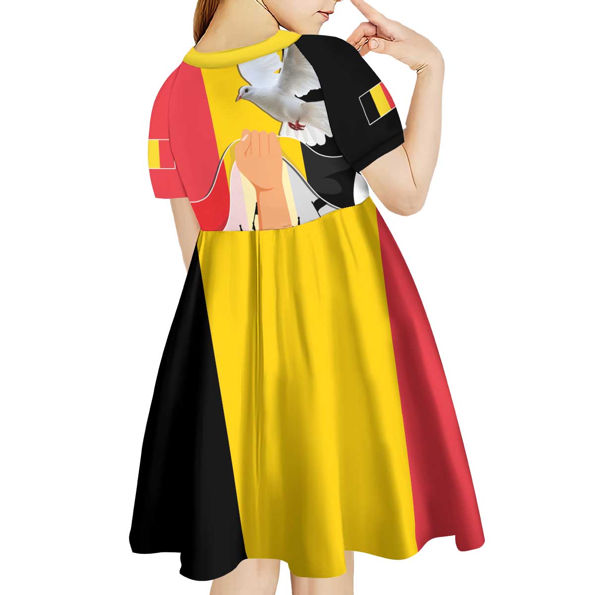 Belgian National Day Kid Short Sleeve Dress 21th July Flag with Dove