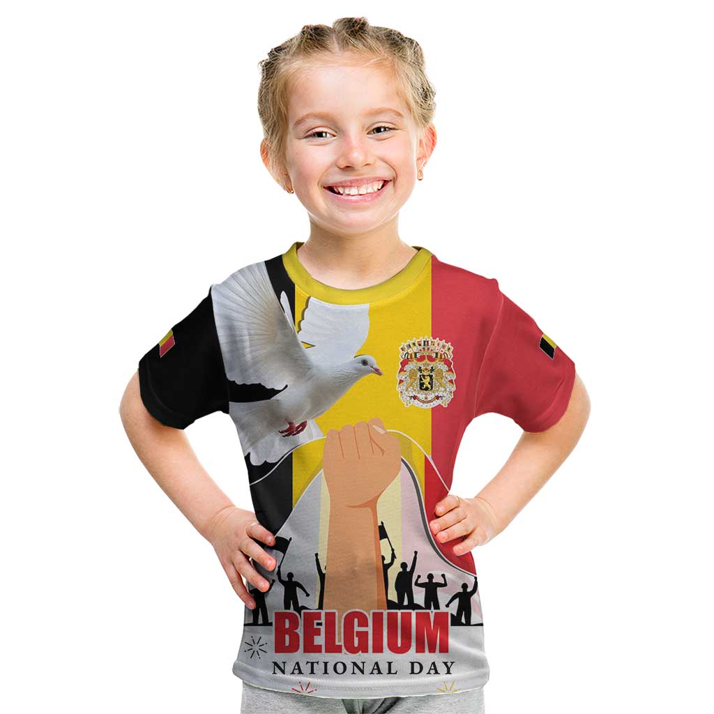 Belgian National Day Kid T Shirt 21th July Flag with Dove
