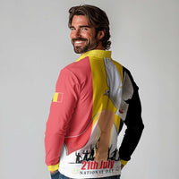 Belgian National Day Long Sleeve Polo Shirt 21th July Flag with Dove