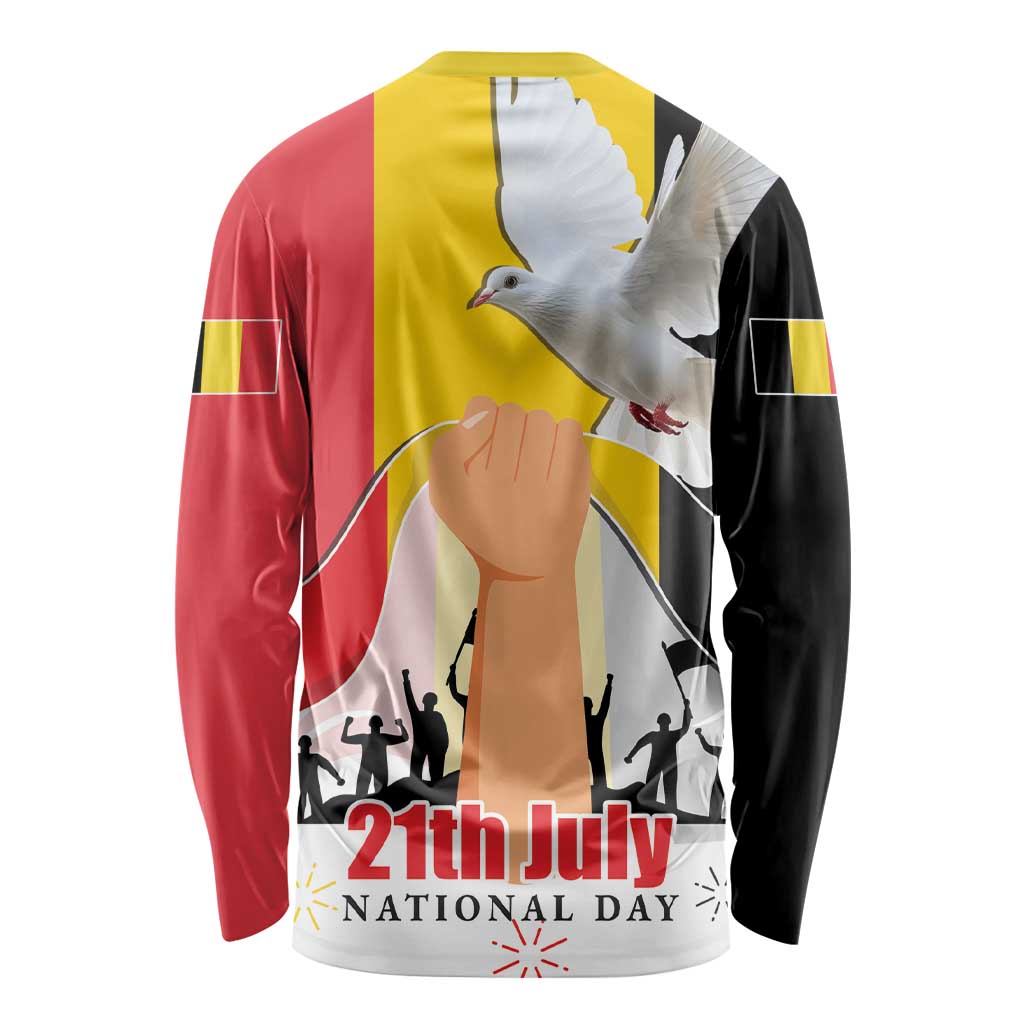 Belgian National Day Long Sleeve Shirt 21th July Flag with Dove