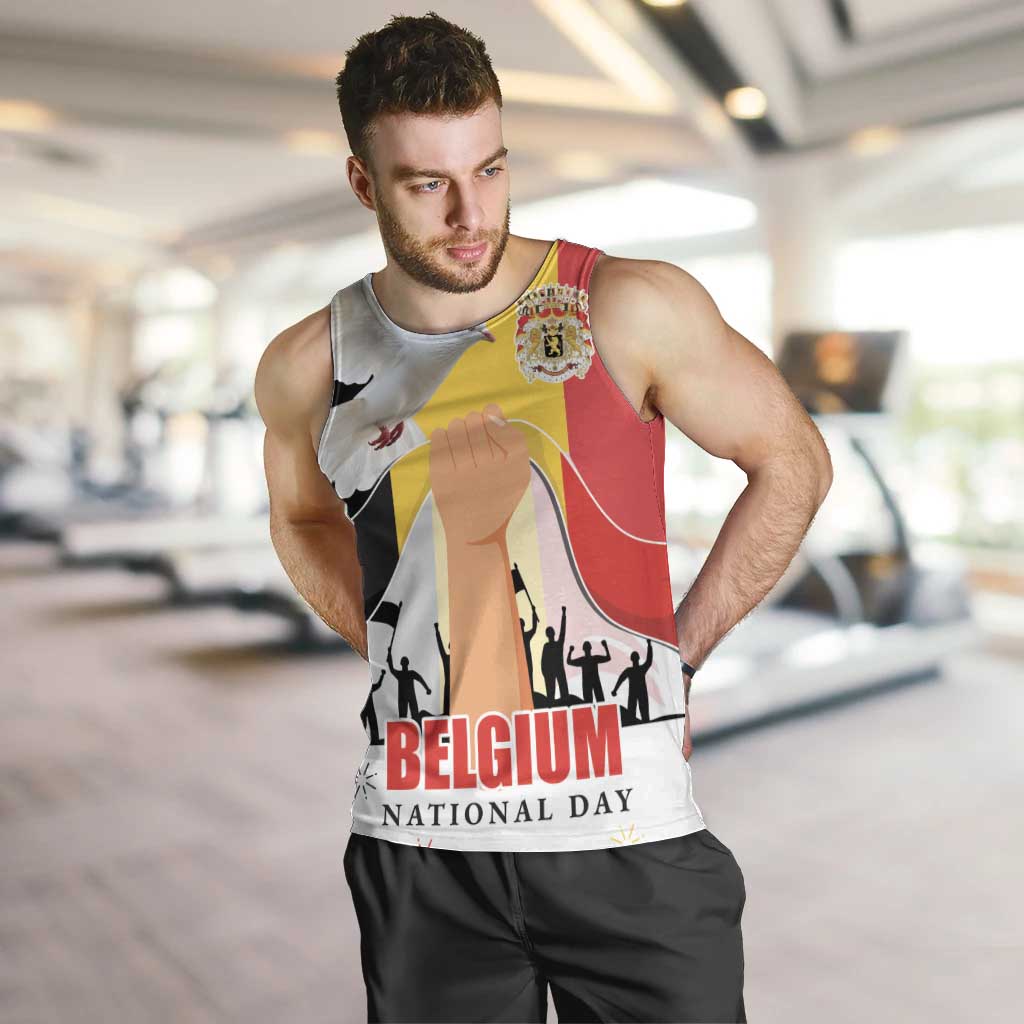 Belgian National Day Men Tank Top 21th July Flag with Dove