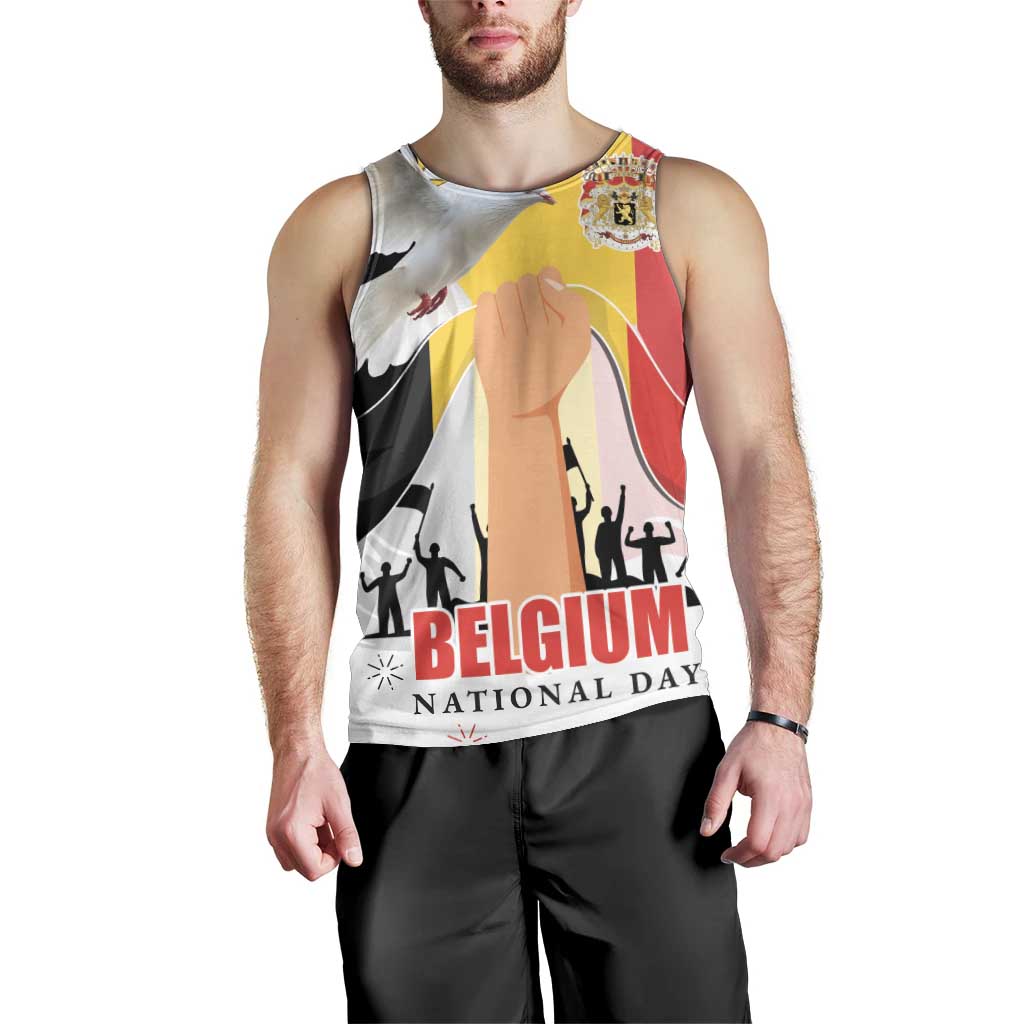 Belgian National Day Men Tank Top 21th July Flag with Dove