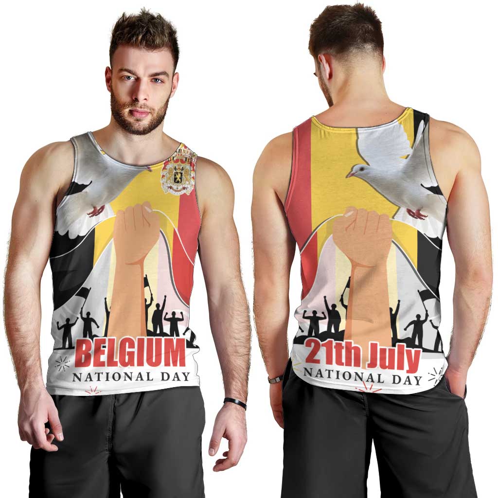 Belgian National Day Men Tank Top 21th July Flag with Dove