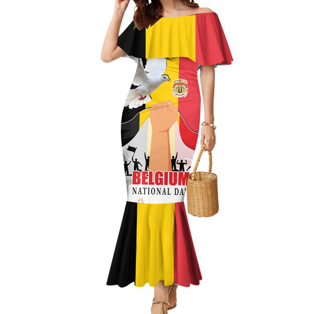 Belgian National Day Mermaid Dress 21th July Flag with Dove