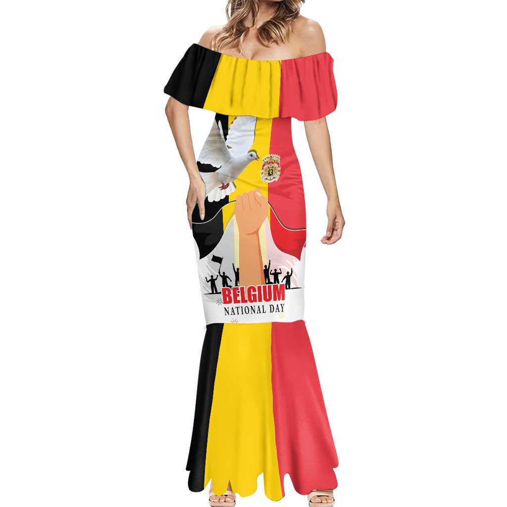 Belgian National Day Mermaid Dress 21th July Flag with Dove
