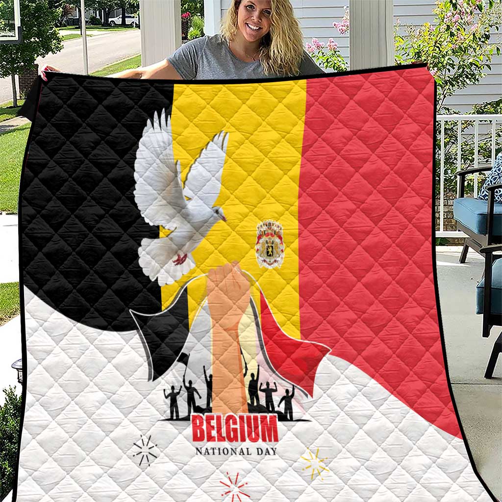Belgian National Day Quilt 21th July Flag with Dove