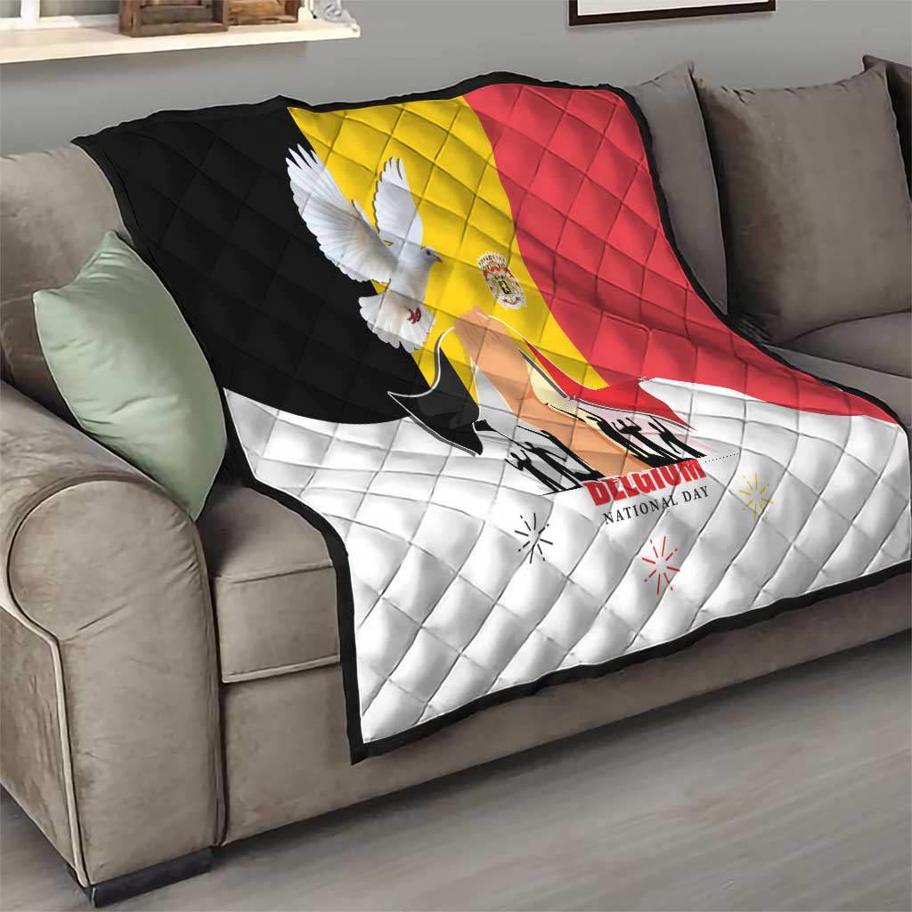 Belgian National Day Quilt 21th July Flag with Dove