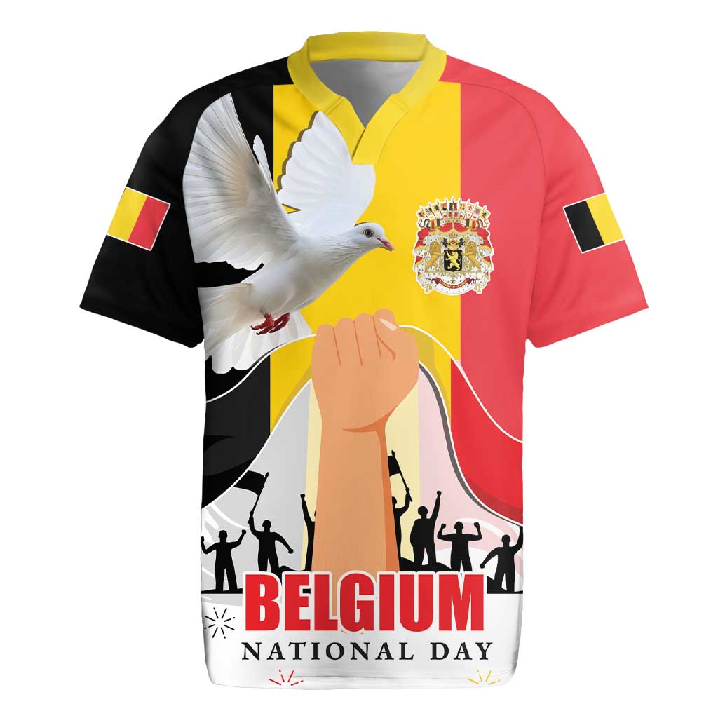 Belgian National Day Rugby Jersey 21th July Flag with Dove
