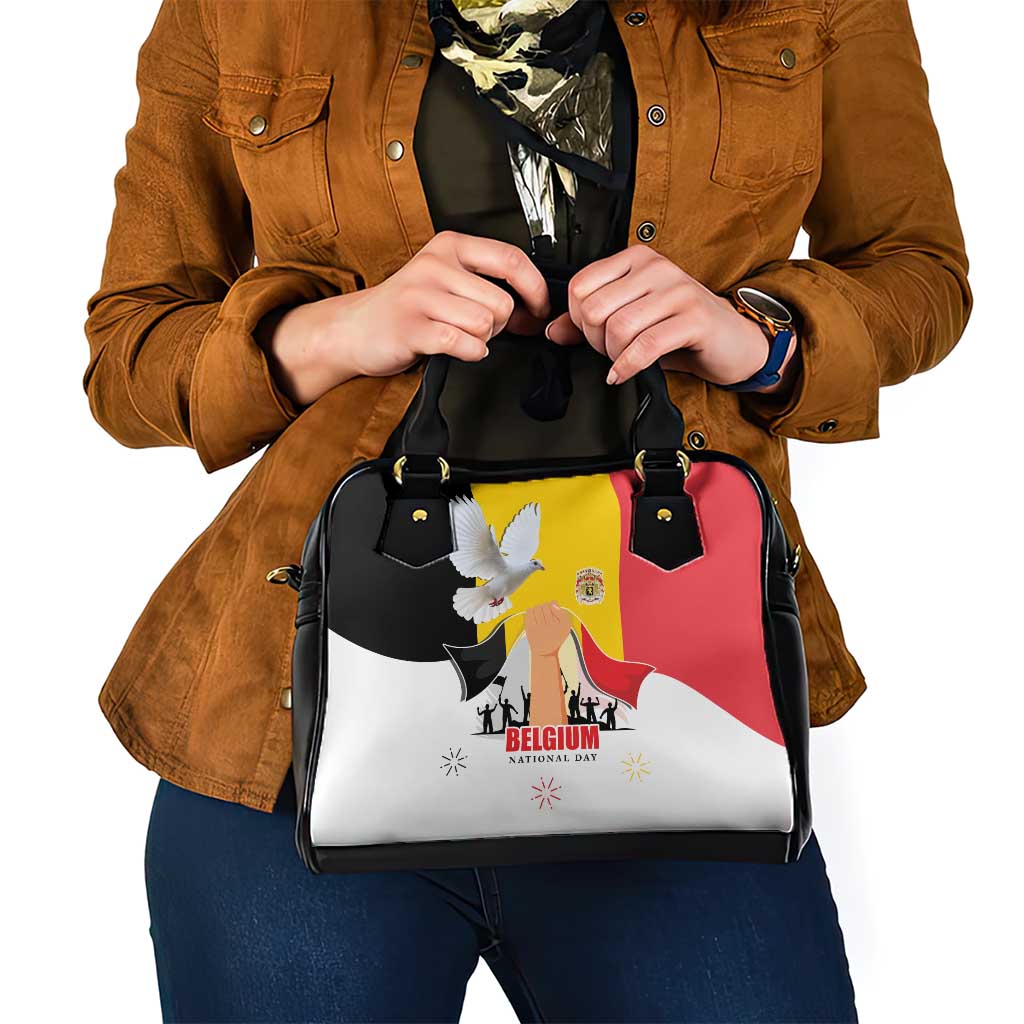 Belgian National Day Shoulder Handbag 21th July Flag with Dove