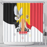 Belgian National Day Shower Curtain 21th July Flag with Dove