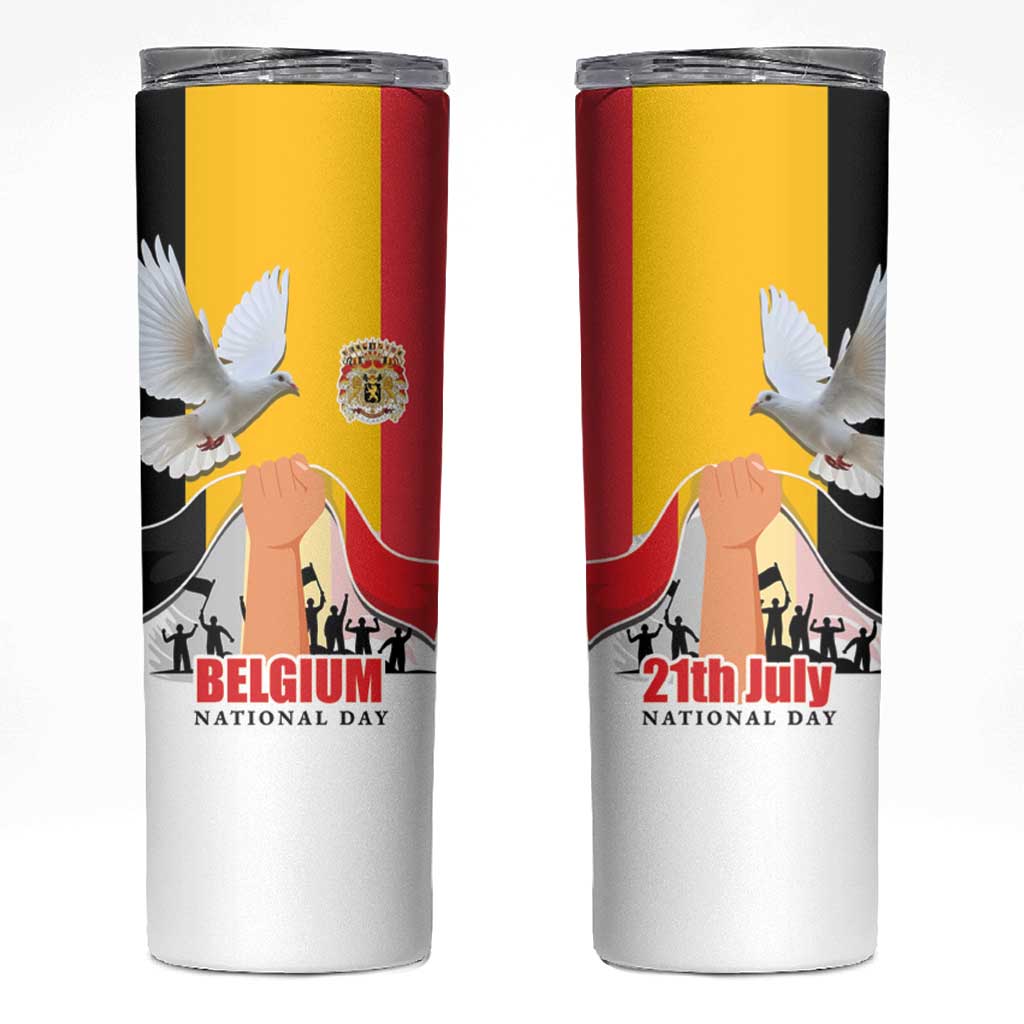 Belgian National Day Skinny Tumbler 21th July Flag with Dove
