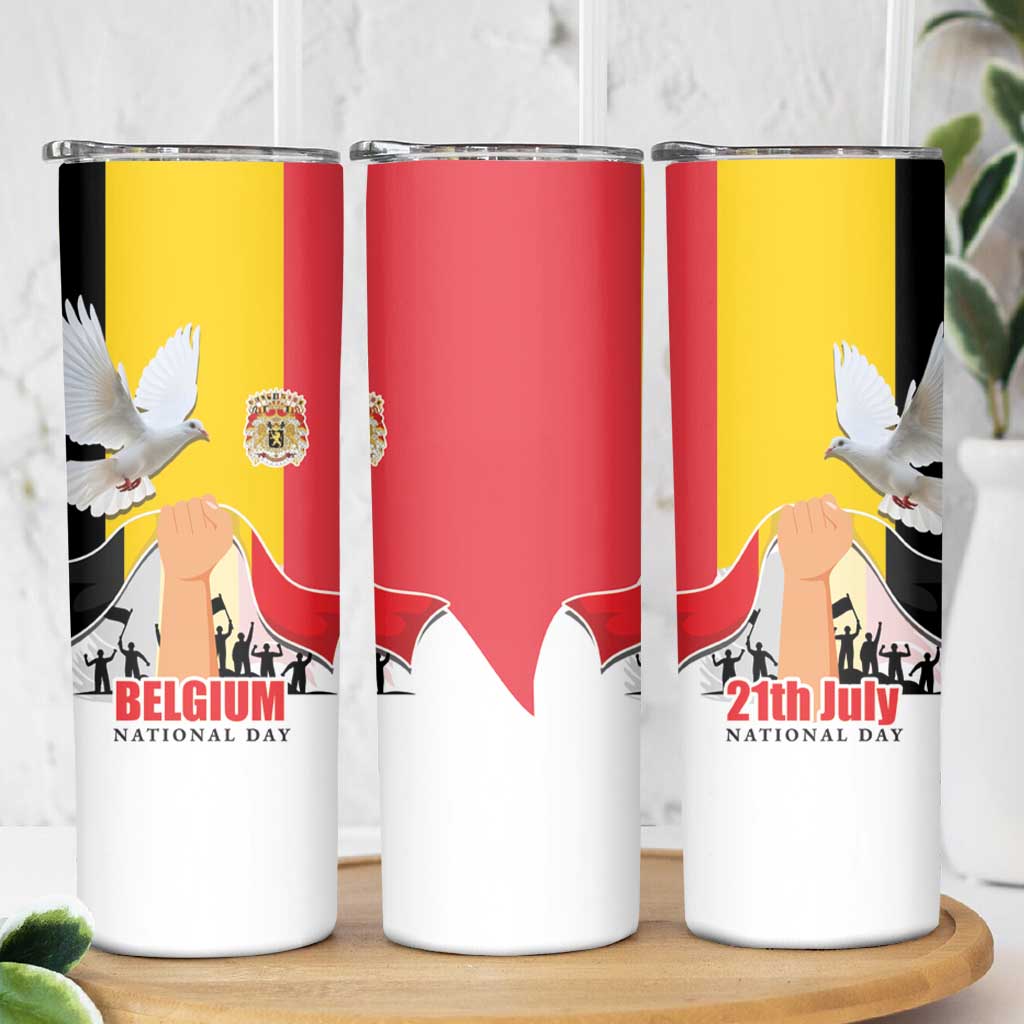 Belgian National Day Skinny Tumbler 21th July Flag with Dove